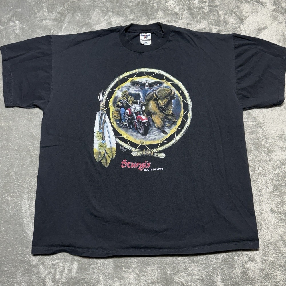 Vintage 1998 Sturgis Motorcycle Rally Shirt Mens 2XL Dreamcatcher Buffalo